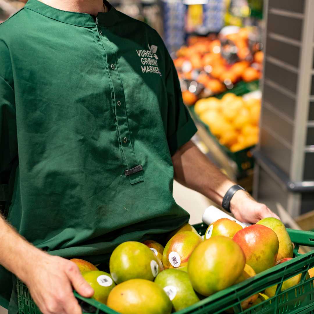 Friske mangoer fra Føtex i Amager Centret.  